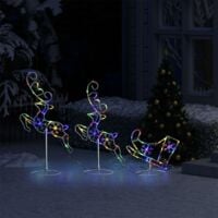 vidaXL Acrylic Christmas Flying Reindeer&Sleigh 260x21x87cm Colourful - White