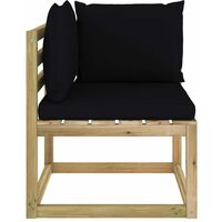 vidaXL Garden Corner Sofa with Cushions Green Impregnated Pinewood - Black