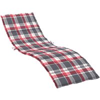 vidaXL Sun Lounger Cushion Red Check Pattern 200x70x4 cm Fabric - Multicolour