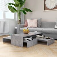 vidaXL Nesting Coffee Table 100x100x26.5 cm Chipboard Set Concrete Grey - Grey