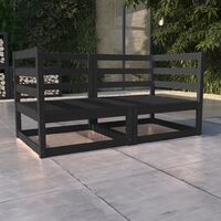 vidaXL Garden 2-Seater Sofa Black Solid Pinewood - Black