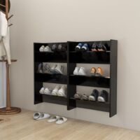 vidaXL Wall Shoe Cabinets 2 pcs Black 60x18x90 cm Chipboard - Black