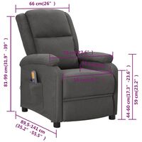 vidaXL Wing Back TV Recliner Chair Fabric Dark Grey - Grey