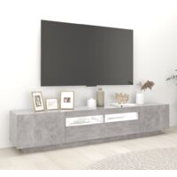 vidaXL TV Cabinet with LED Lights Concrete Grey 200x35x40 cm - Grey