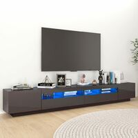 vidaXL TV Cabinet with LED Lights High Gloss Grey 260x35x40 cm - Grey