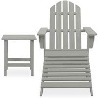 vidaXL Garden Adirondack Chair with Ottoman&Table Solid Fir Wood Grey - Grey
