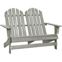 vidaXL 2-Seater Garden Adirondack Chair Solid Fir Wood Grey - Grey