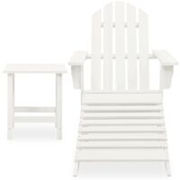 vidaXL Garden Adirondack Chair with Ottoman&Table Solid Fir Wood White - White