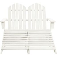vidaXL 2-Seater Garden Adirondack Chair&Ottoman Fir Wood White - White