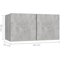vidaXL Hanging TV Cabinets 3 pcs Concrete Grey 60x30x30 cm - Grey