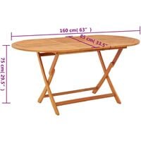 vidaXL Folding Garden Table 160x85x75 cm Solid Eucalyptus Wood - Brown
