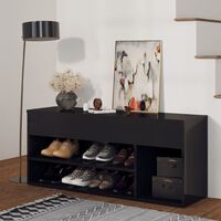 vidaXL Shoe Bench High Gloss Black 105x30x45 cm Engineered Wood - Black