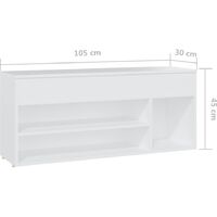 vidaXL Shoe Bench White 105x30x45 cm Engineered Wood - White