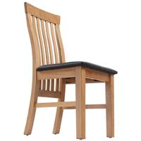 vidaXL Dining Chairs Solid Oak Wood and Faux Leather 2 pcs