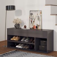 vidaXL Shoe Bench High Gloss Grey 105x30x45 cm Engineered Wood - Grey
