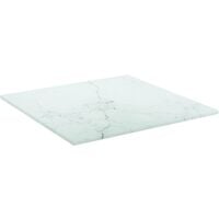 vidaXL Table Top Tempered Glass with Marble Design White 30x30 cm 6 mm