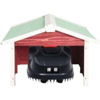 vidaXL Robotic Lawn Mower Garage 72x87x50 cm Red and White Firwood - Red