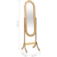 vidaXL Free Standing Mirror Light Wood 46x48x164 cm - Brown