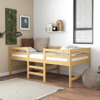 vidaXL Mid-high Bed Solid Pinewood 90x200 cm - Brown