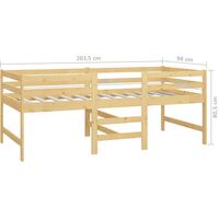 vidaXL Mid-high Bed Solid Pinewood 90x200 cm - Brown