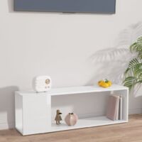 vidaXL TV Cabinet High Gloss White 100x24x32 cm Engineered Wood - White