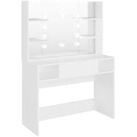 vidaXL Makeup Table with LED Lights 100x40x135 cm MDF White - White