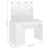vidaXL Makeup Table with LED Lights 110x55x145 cm MDF White - White