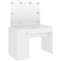vidaXL Makeup Table with LED Lights 110x55x145 cm MDF White - White