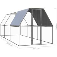 vidaXL Outdoor Chicken Cage 2x6x2 m Galvanised Steel - Silver
