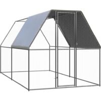 vidaXL Outdoor Chicken Cage 2x4x2 m Galvanised Steel - Silver