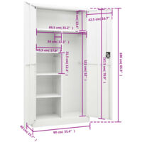 vidaXL Locker Cabinet White 90x40x180 cm Steel - White