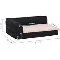 vidaXL Ergonomic Dog Bed Mattress 90x64 cm Linen Look Fleece Black