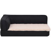 vidaXL Ergonomic Dog Bed Mattress 75x53 cm Linen Look Fleece Black