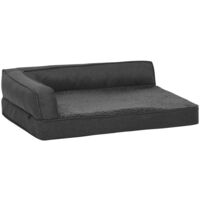 vidaXL Ergonomic Dog Bed Mattress 60x42 cm Linen Look Fleece Dark Grey - Grey