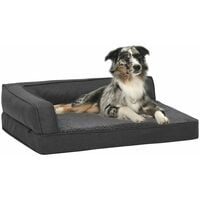 vidaXL Ergonomic Dog Bed Mattress 60x42 cm Linen Look Fleece Dark Grey