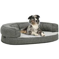 vidaXL Ergonomic Dog Bed Mattress 75x53 cm Linen Look Fleece Grey