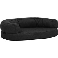 vidaXL Ergonomic Dog Bed Mattress 90x64 cm Linen Look Fleece Black