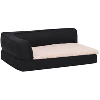 vidaXL Ergonomic Dog Bed Mattress 60x42 cm Linen Look Fleece Black