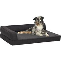 vidaXL Ergonomic Dog Bed Mattress 90x64 cm Linen Look Fleece Black - Black