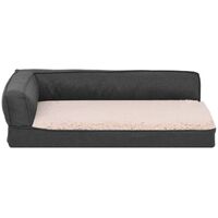 vidaXL Ergonomic Dog Bed Mattress 60x42 cm Linen Look Fleece Dark Grey - Grey