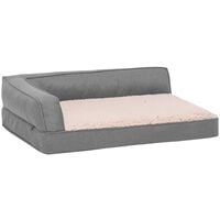 vidaXL Ergonomic Dog Bed Mattress 75x53 cm Linen Look Fleece Grey