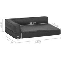 vidaXL Ergonomic Dog Bed Mattress 90x64cm Linen Look Fleece Dark Grey - Grey