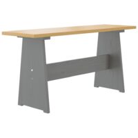 vidaXL Dining Table with Bench Solid Pinewood Honey Brown and Grey - Brown