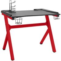 vidaXL Gaming Desk LED with Y Shape Black and Red 90x60x75 cm