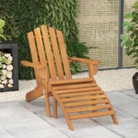 vidaXL Garden Adirondack Chair with Footrest Solid Acacia Wood - Brown