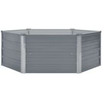vidaXL Raised Garden Bed 129x129x46 cm Galvanised Steel Grey - Grey