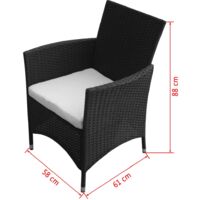 vidaXL 9 Piece Outdoor Dining Set with Cushions Poly Rattan Black - Black