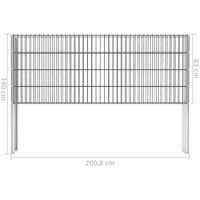 vidaXL 2D Gabion Fence Galvanised Steel 2.008x0.83 m 20 m (Total Length) Grey - Grey