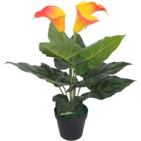 vidaXL Artificial Calla Lily Plant with Pot 45 cm Red and Yellow - Red