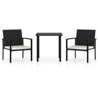 3 Piece Outdoor Dining Set Poly Rattan Black vidaXL